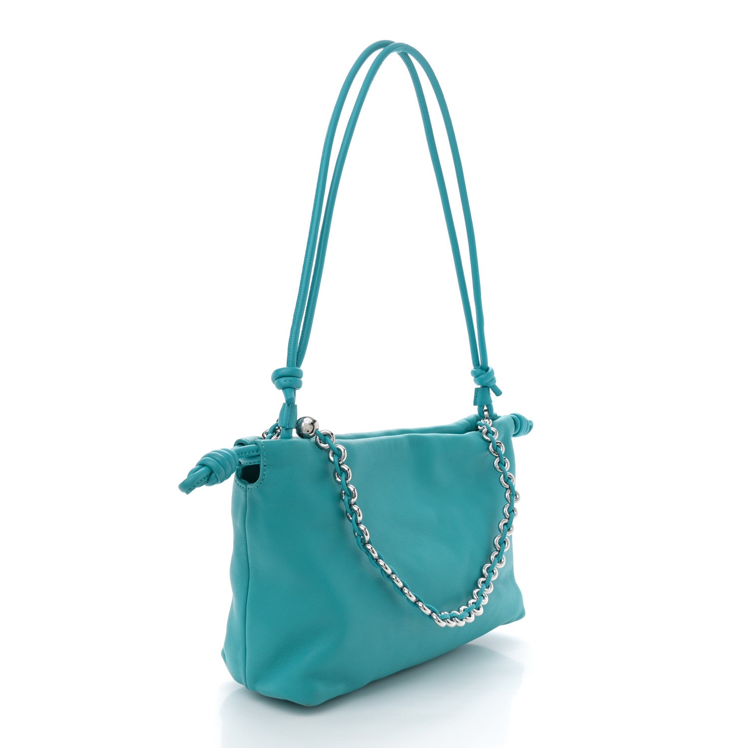 Loewe Mellow Nappa Medium Donut Chain Flamenco Knot Clutch Deep Turquoise 3 of 10