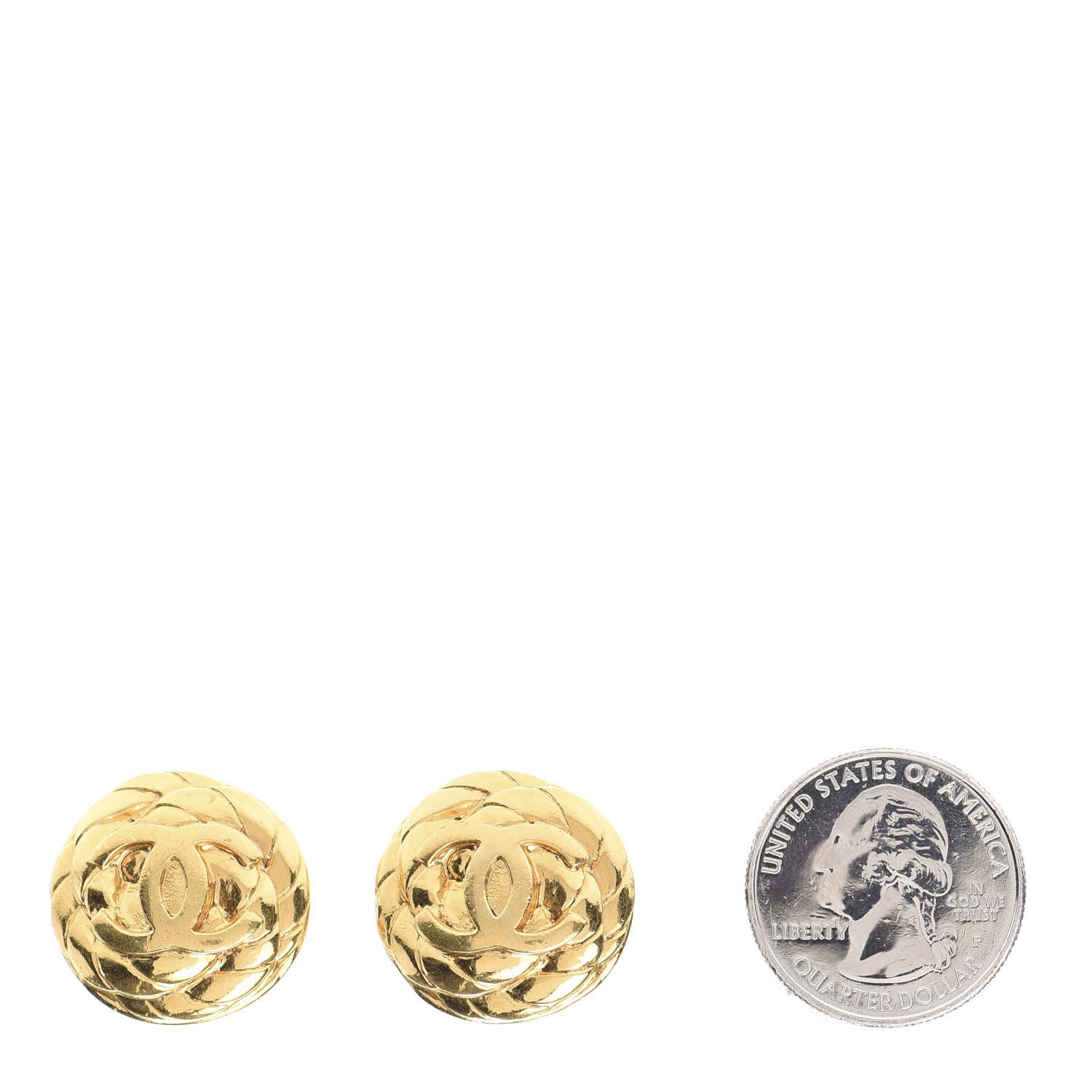 Chanel CC Button Clip On Earrings Gold 2 of 4
