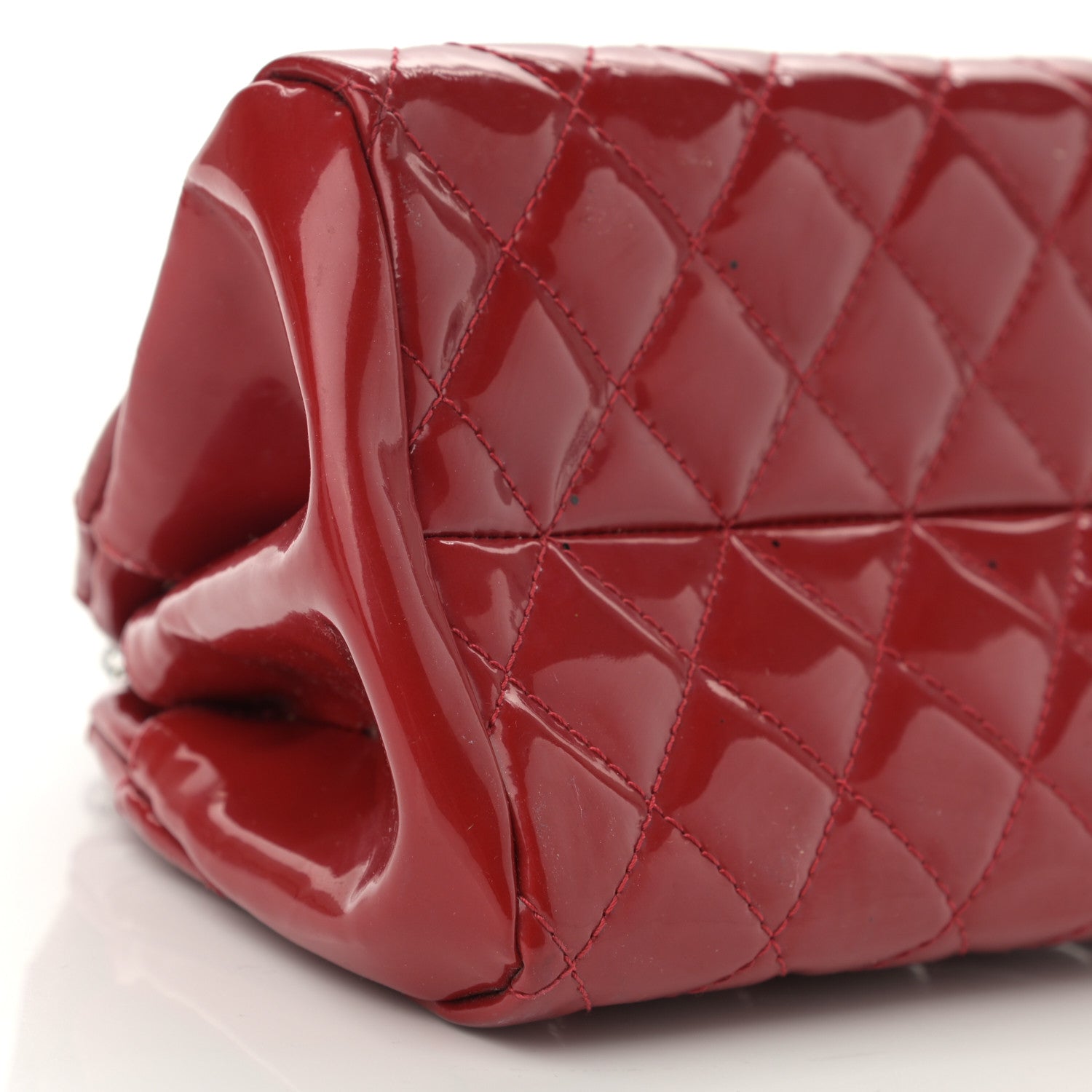 Chanel Patent Quilted Small Just Mademoiselle Bowling Bag Red 9 of 11
