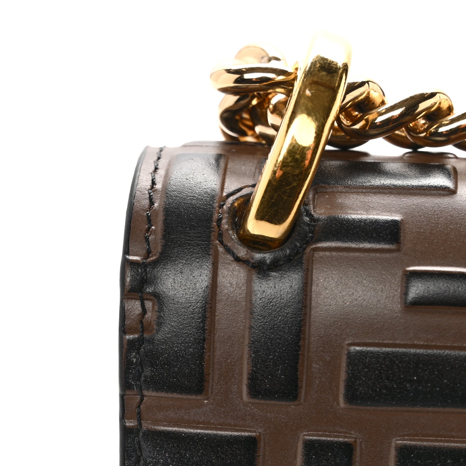 Fendi Vitello Liberty Bi-Color FF 1974 Embossed Small Kan U Shoulder Bag Maya Black 12 of 14