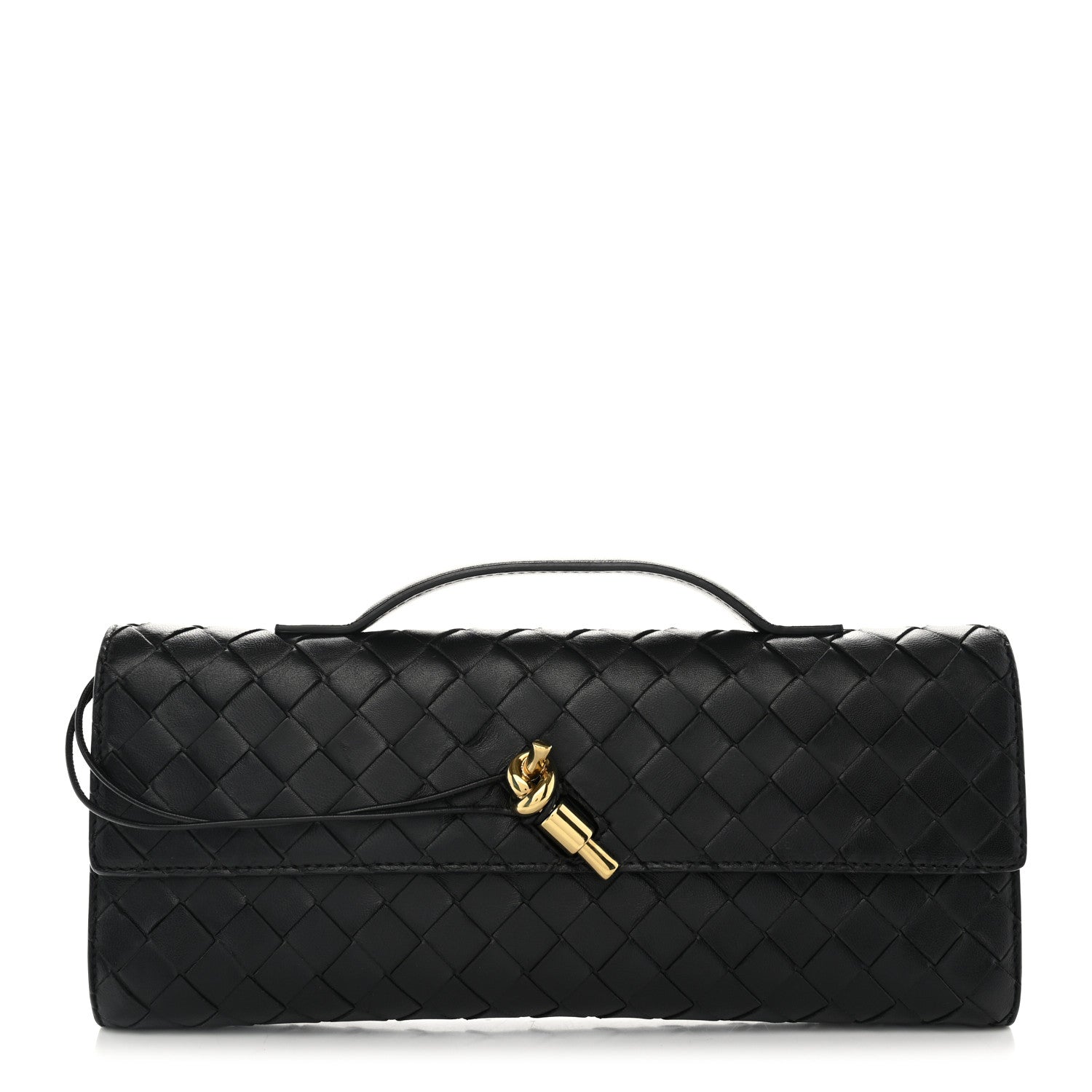 Bottega Veneta Nappa Intrecciato Long Andiamo Top Handle Clutch Black 1 of 12