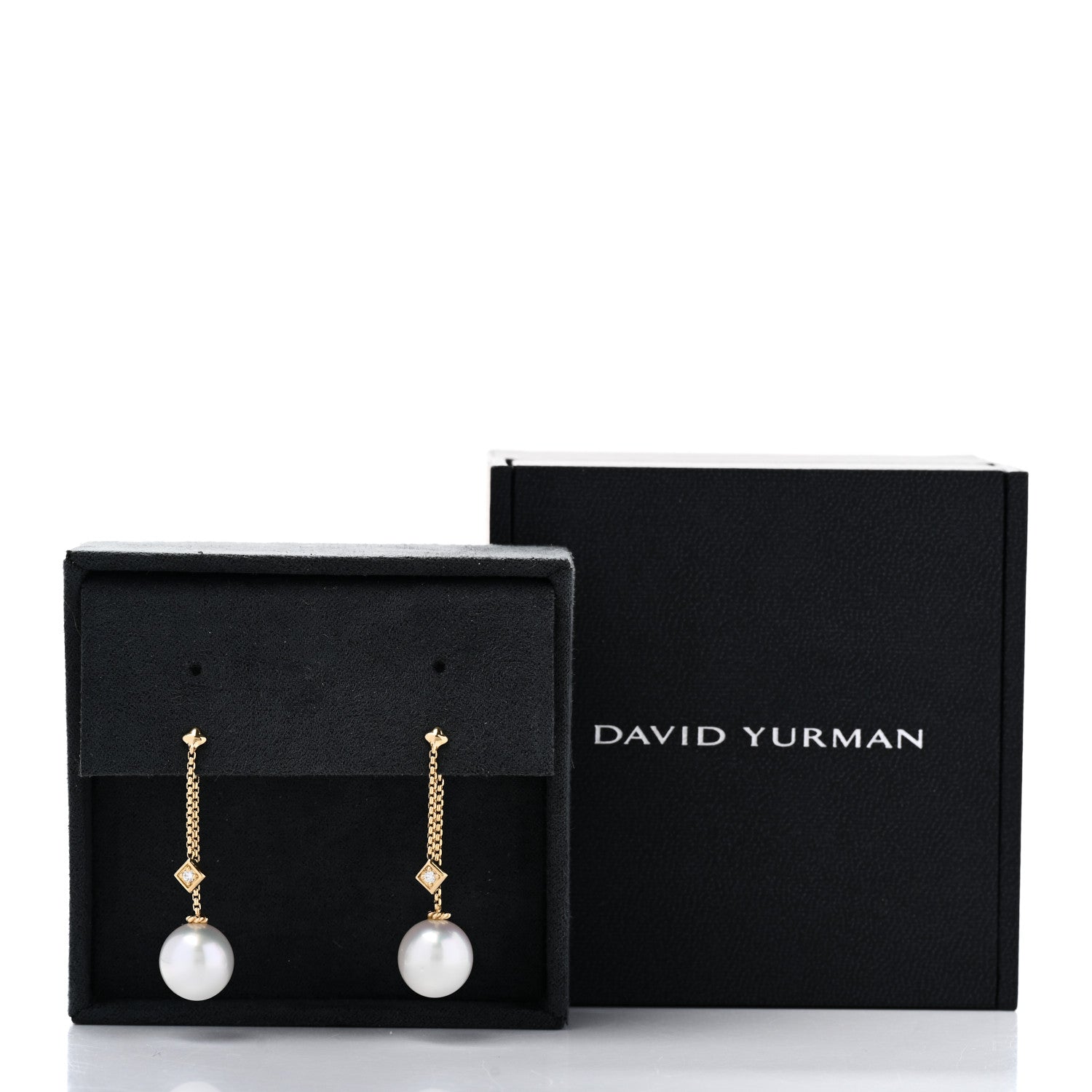 David Yurman 18K Yellow Gold Pearl Diamond Solari Drop Earrings 6 of 6