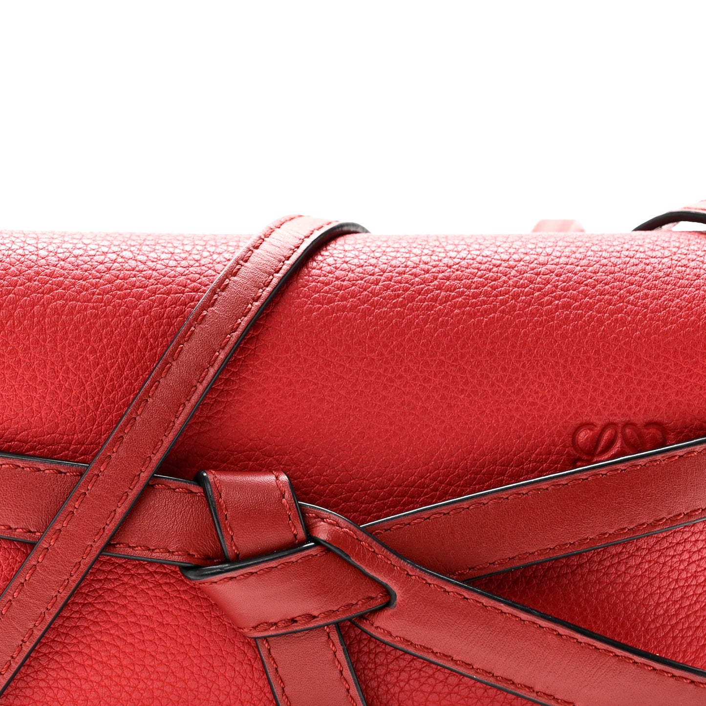 Grained Calfskin Mini Gate Crossbody Bag Scarlet Burnt Red