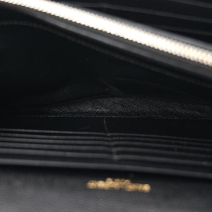 Saint Laurent Grain De Poudre Matelasse Chevron Monogram Chain Wallet Black 6 of 13