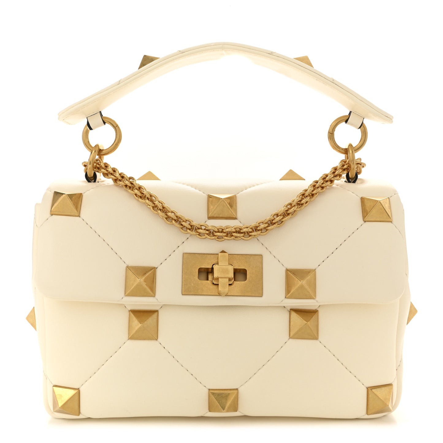 Nappa Medium Roman Stud Shoulder Bag Ivory