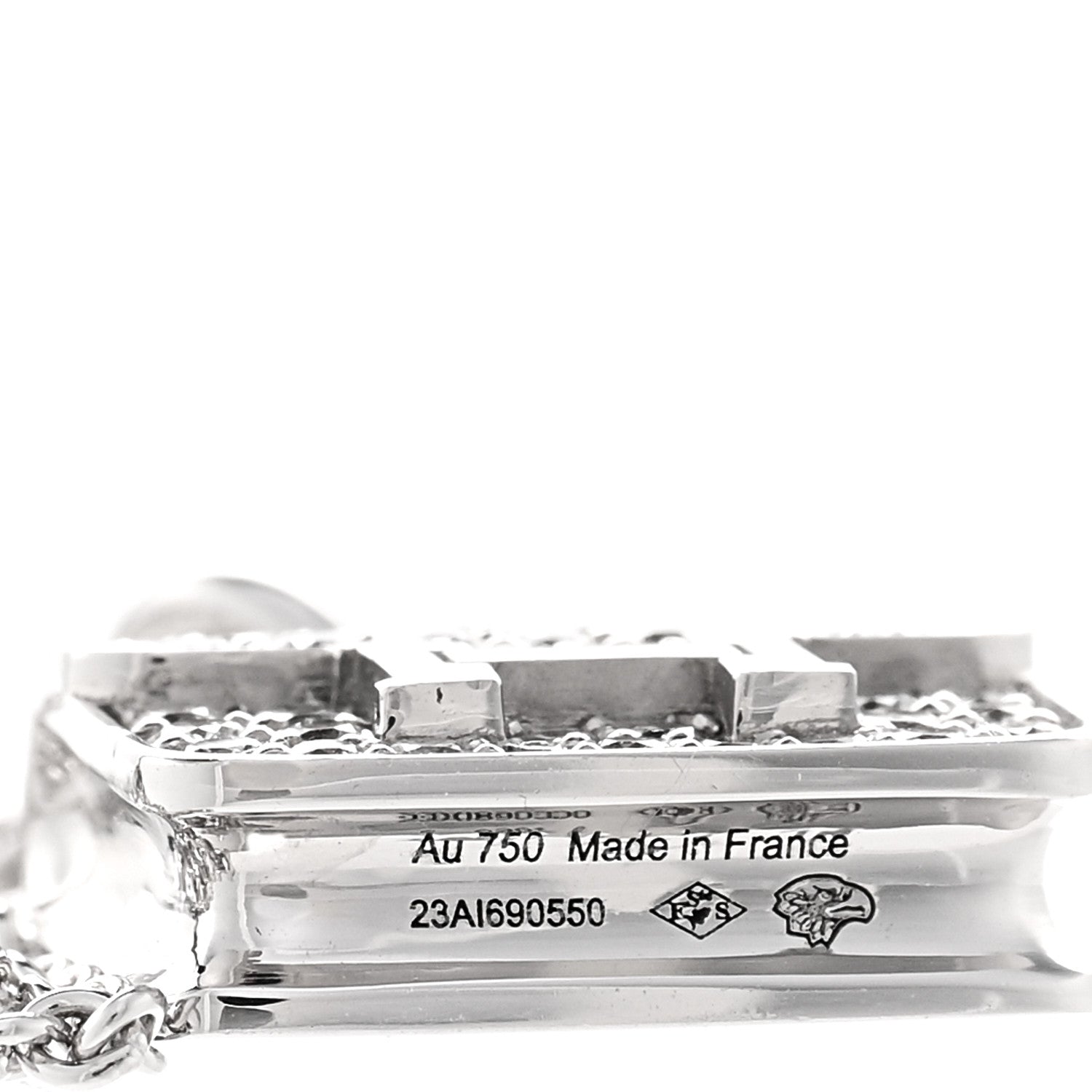 Hermes 18K White Gold Diamond Constance Amulettes Pendant Necklace 5 of 7