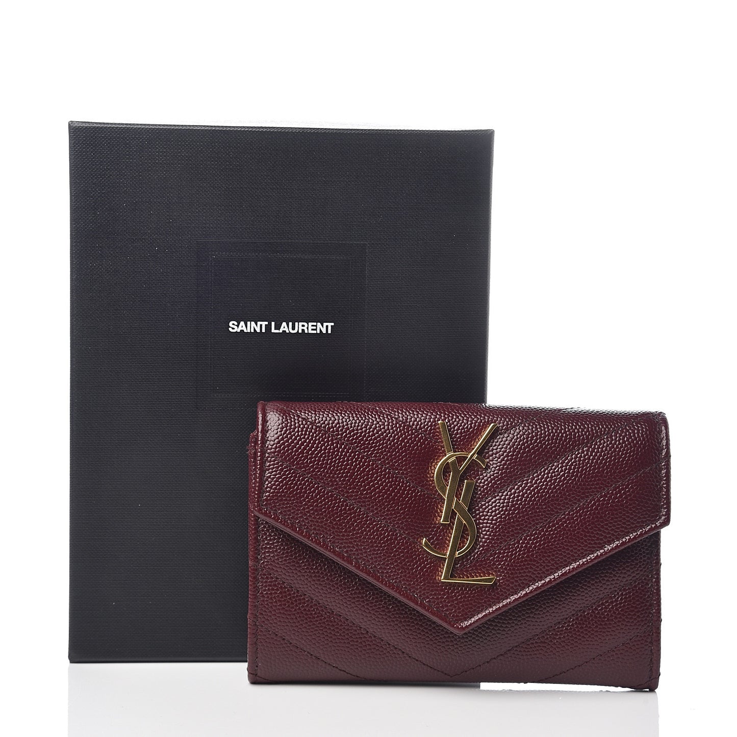 Grain De Poudre Matelasse Chevron Small Monogram Envelope Wallet Bordeaux