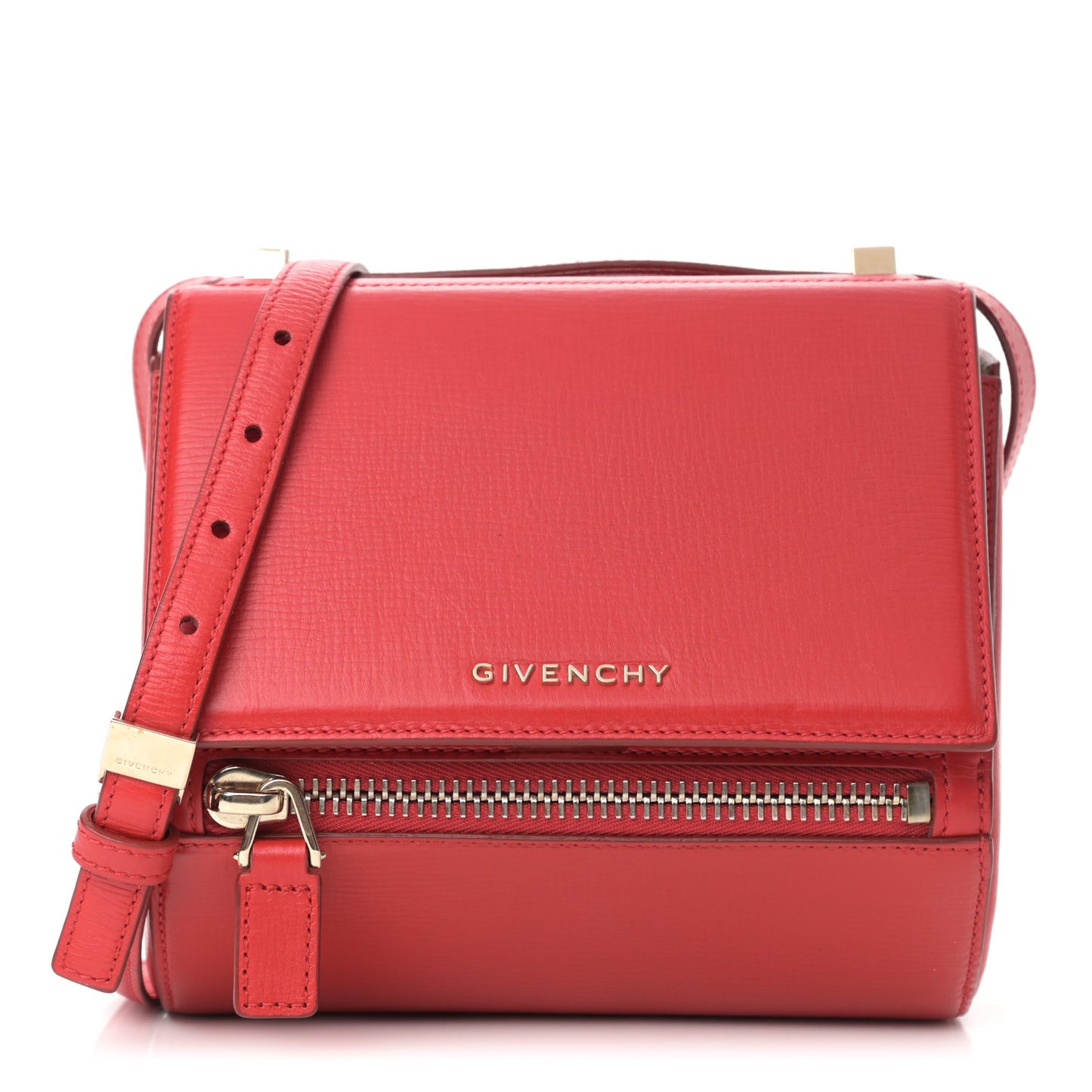Textured Calfskin Mini Pandora Box Crossbody Bag Red