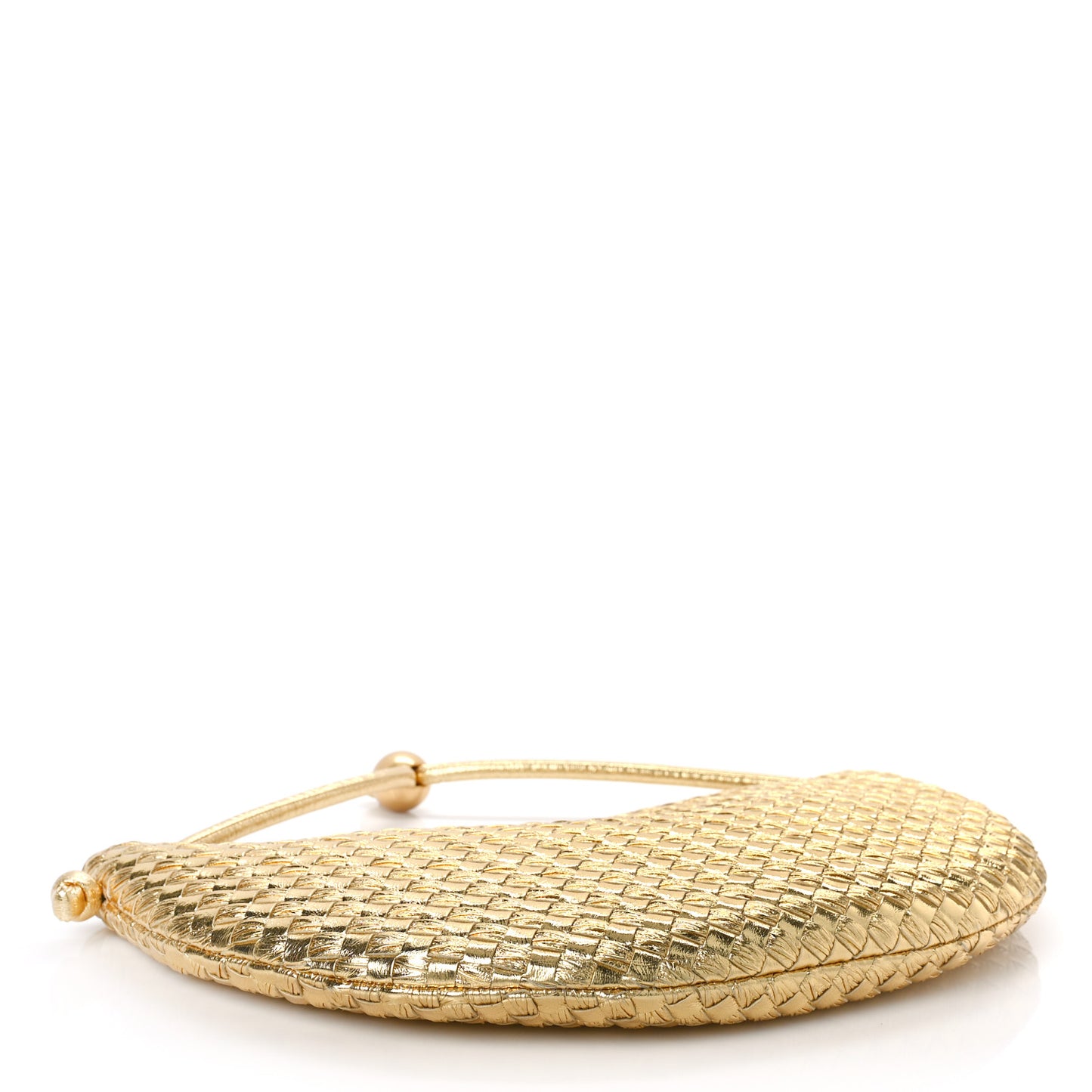 Metallic Nappa Intrecciato Medium Turn Pouch Gold