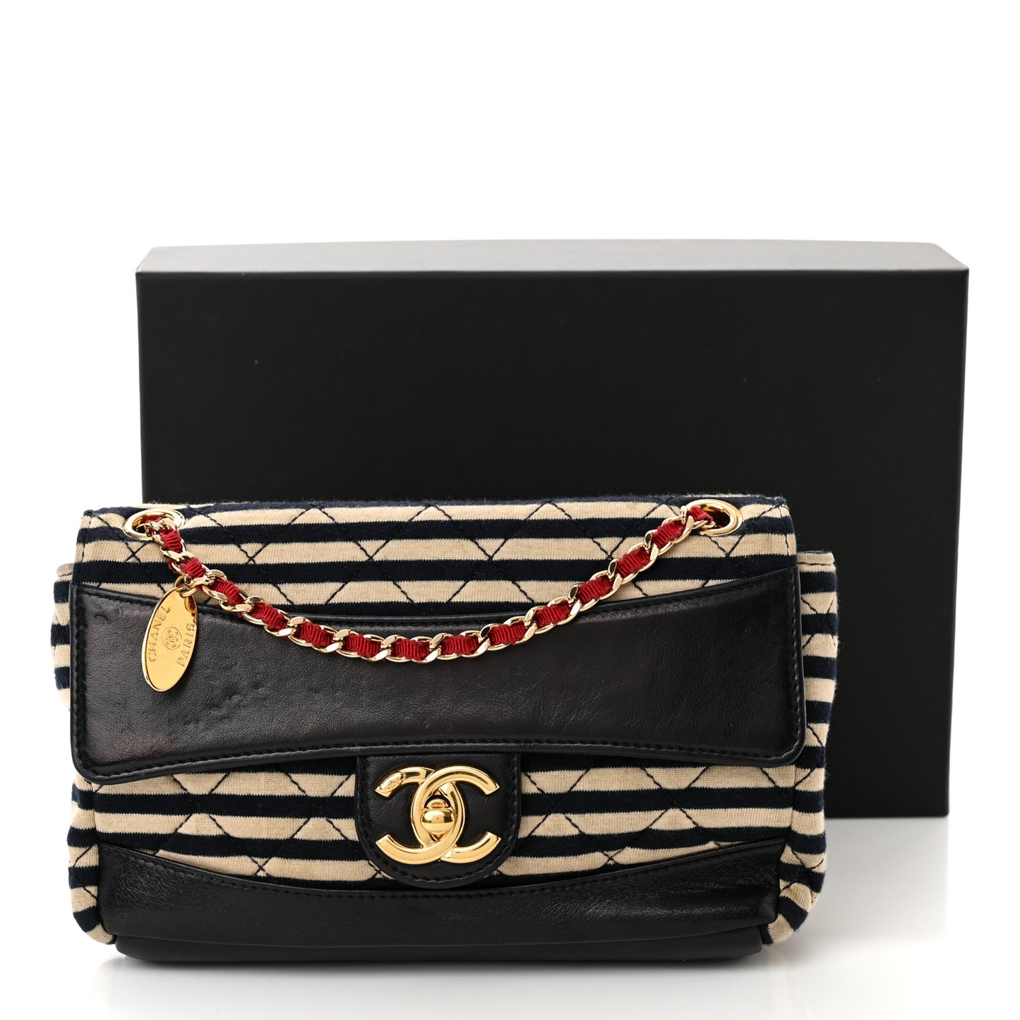 Jersey Quilted Small Coco Sailor Flap Black White