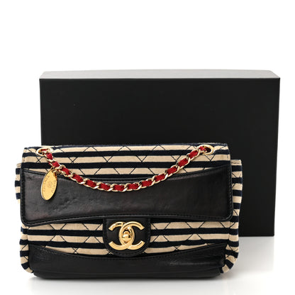 Chanel Jersey Quilted Small Coco Sailor Flap Black White 13 of 13