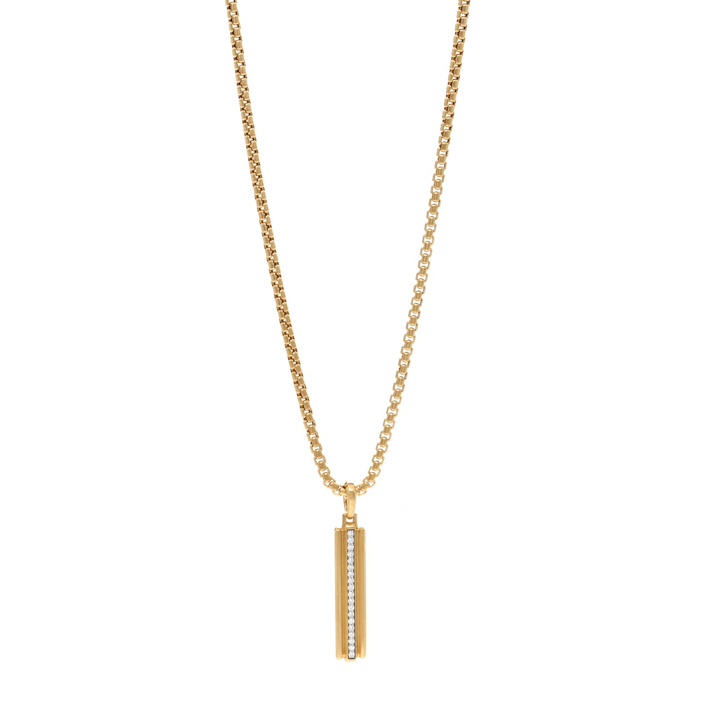 18K Yellow Gold Diamond Deco Ingot Pendant Necklace
