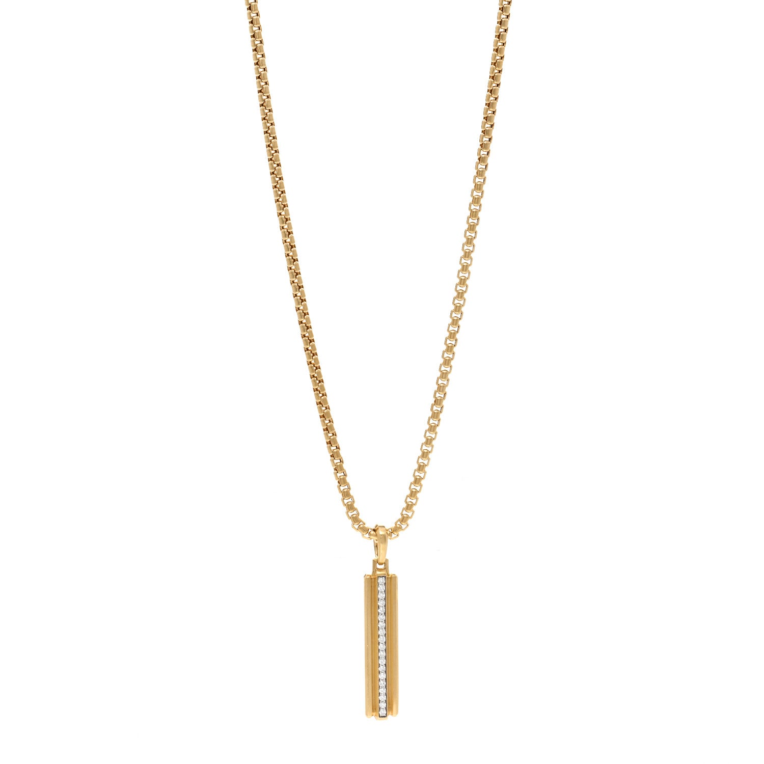 David Yurman 18K Yellow Gold Diamond Deco Ingot Pendant Necklace 1 of 4