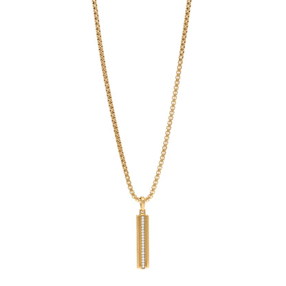 David Yurman 18K Yellow Gold Diamond Deco Ingot Pendant Necklace 1 of 4