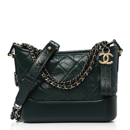 Chanel Aged Calfskin Quilted Small Gabrielle Hobo Dark Green 1 of 10