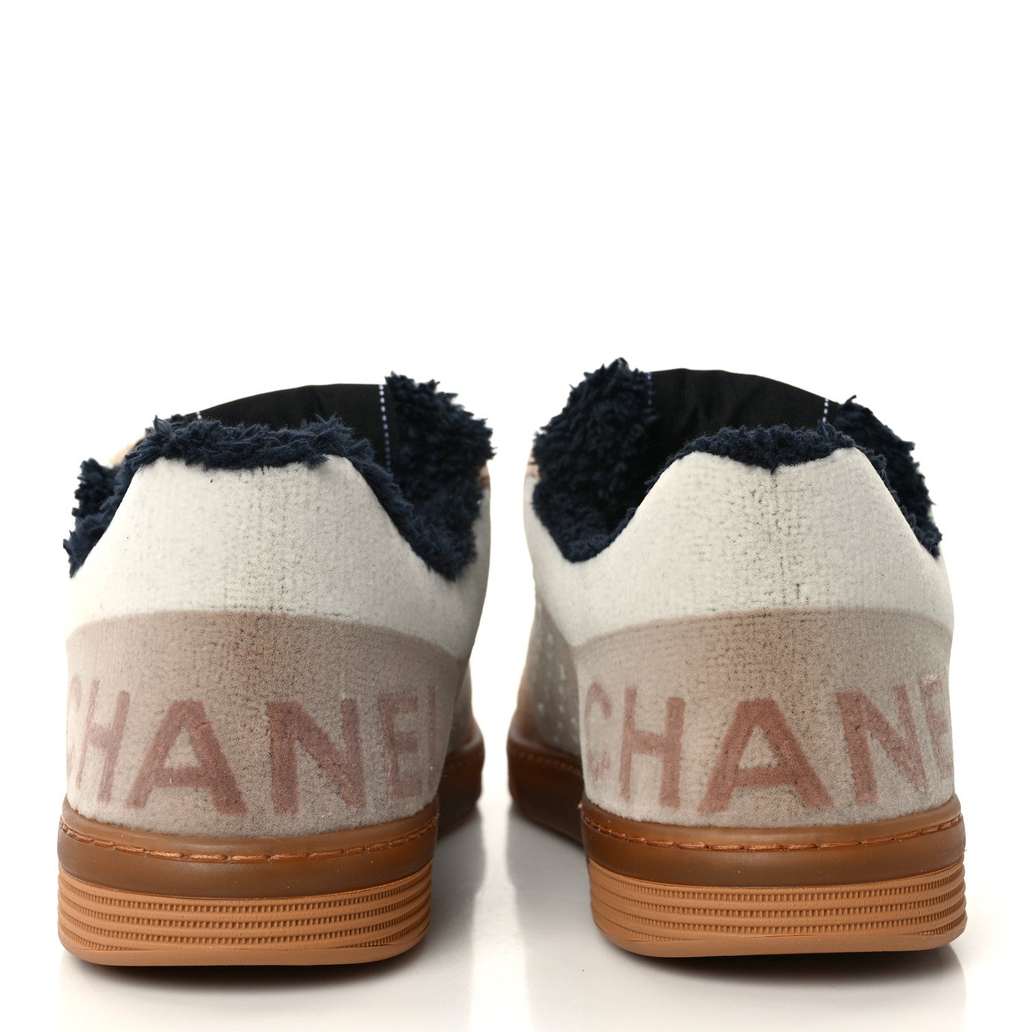 Chanel Fabric Suede Calfskin Logo Sneakers 36 Light Beige 5 of 9