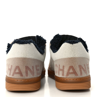 Chanel Fabric Suede Calfskin Logo Sneakers 36 Light Beige 5 of 9