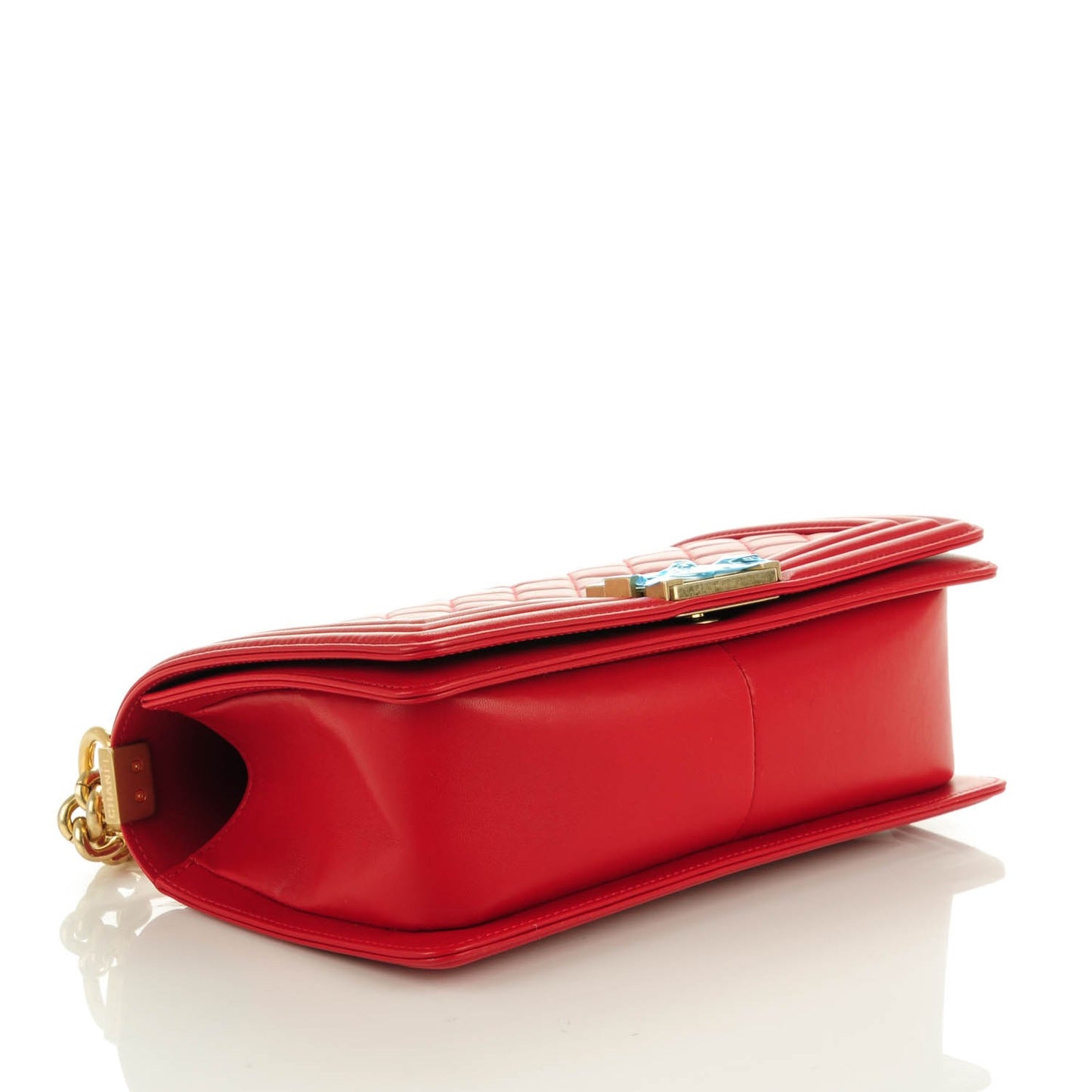 Lambskin Quilted Medium Boy Flap Red