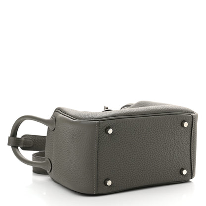 Hermes Taurillon Clemence Mini Lindy 20 Gris Meyer 4 of 11