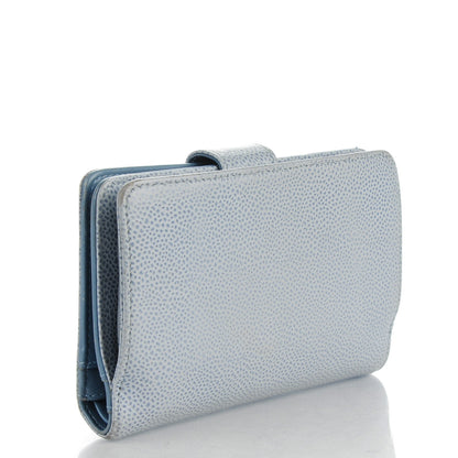 Chanel Caviar CC French Wallet Light Blue 3 of 10