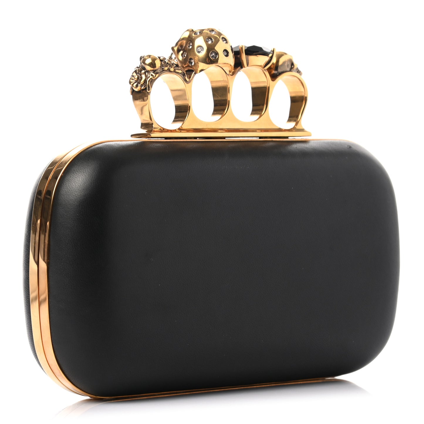 Nappa Skull Knuckle Duster Box Clutch Black