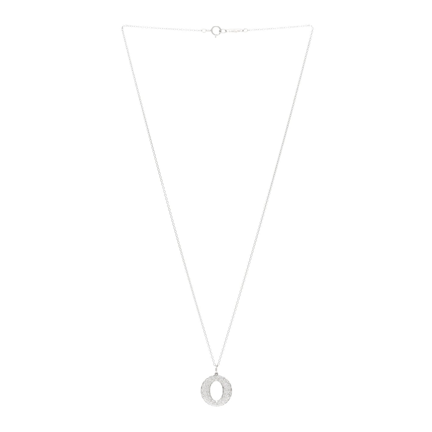 Platinum 18K White Gold Diamond Elsa Peretti Mini Sevillana Pendant Necklace