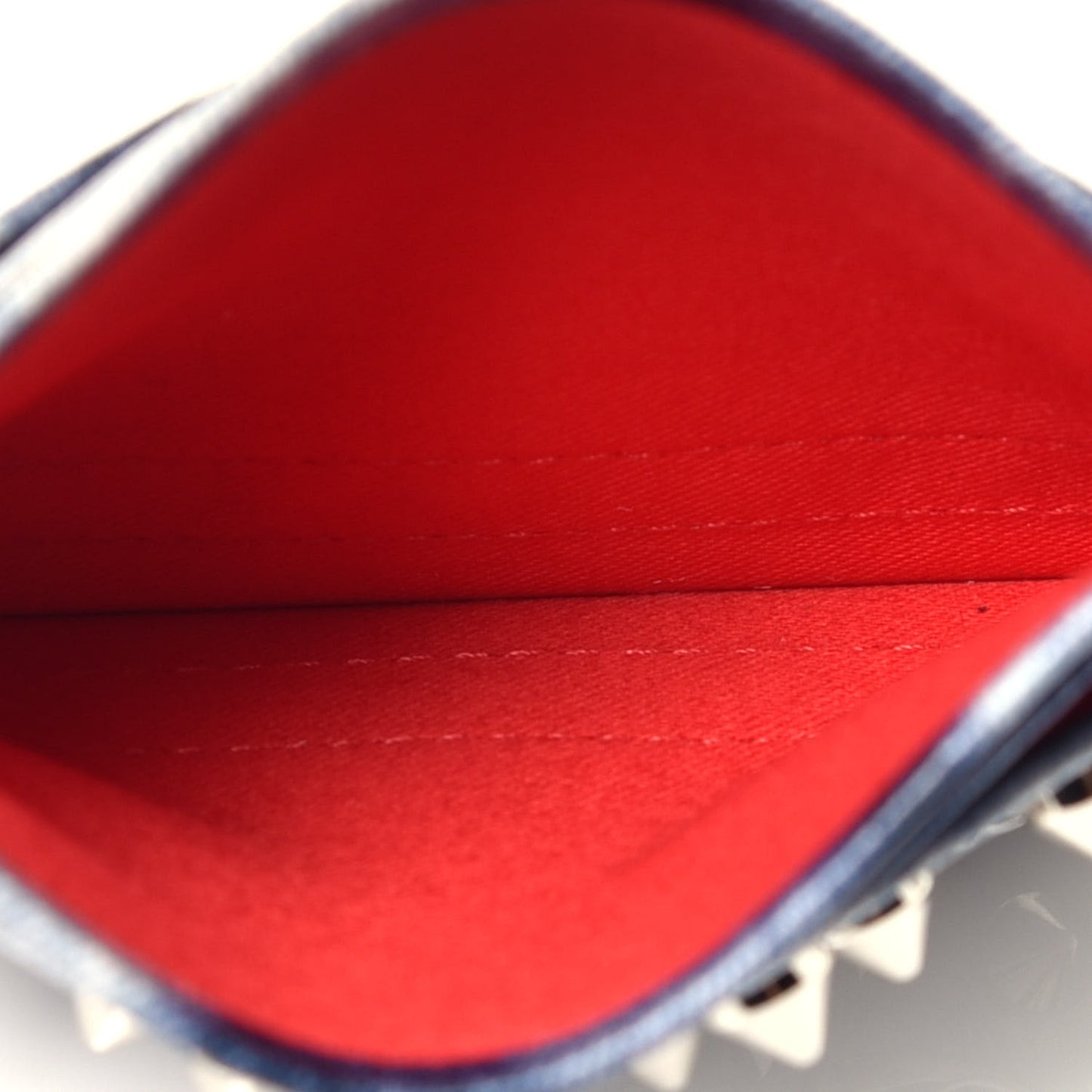 Calfskin Loubisky Studded Kios Card Holder Blue