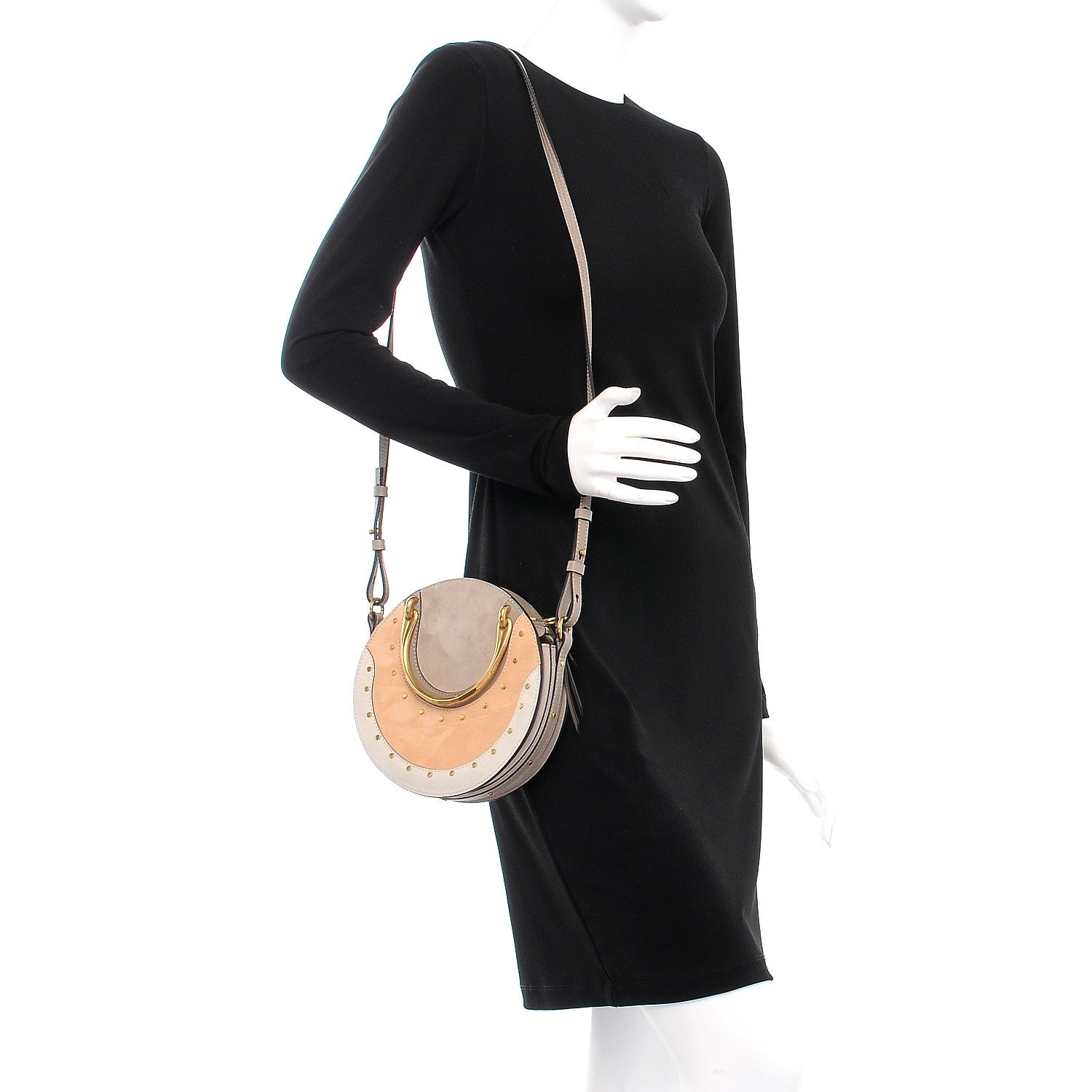 Chloe Smooth Calfskin Suede Patchwork Studded Small Pixie Bag Motty Grey 2 of 7
