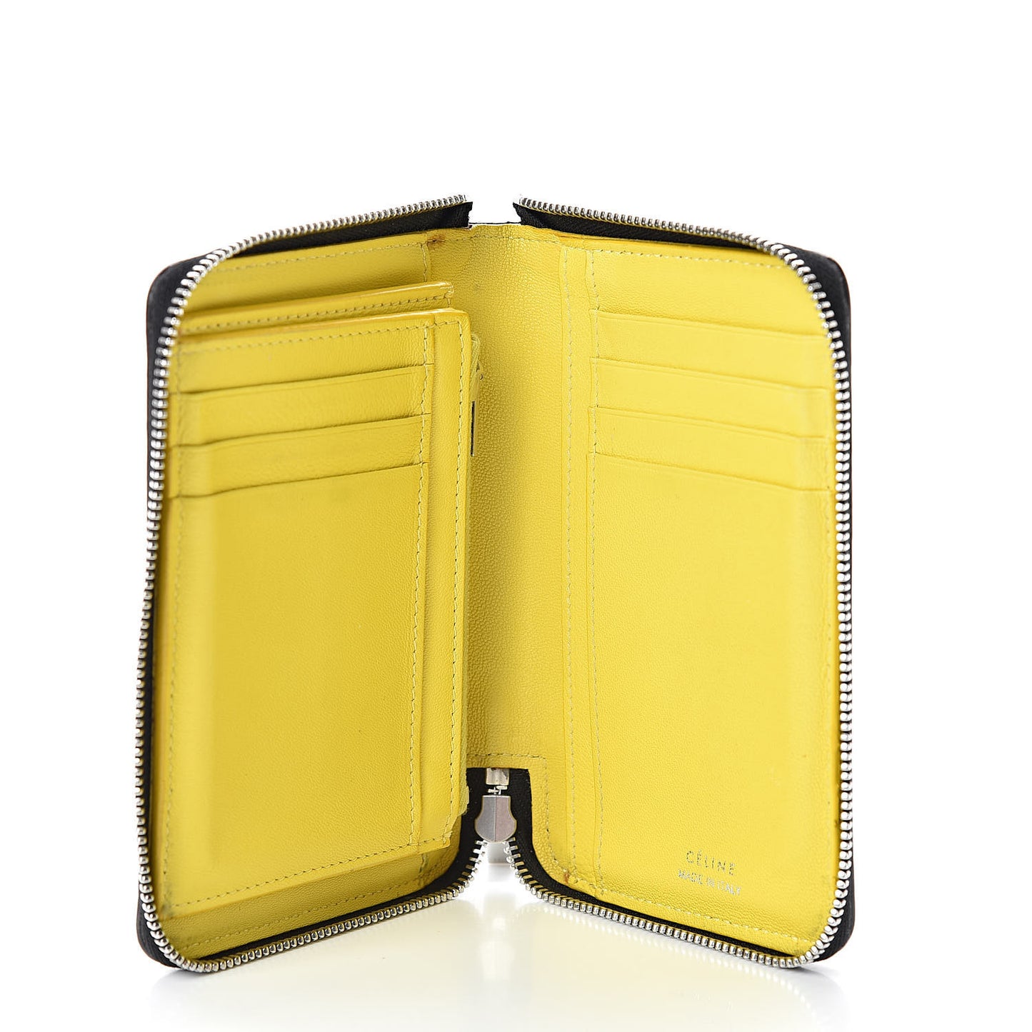 Drummed Calfskin Zip Around Multifunction Wallet Black Citron