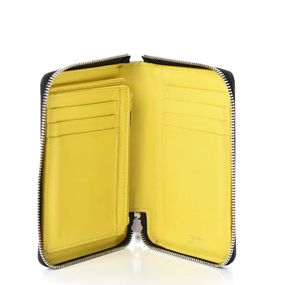 Celine Drummed Calfskin Zip Around Multifunction Wallet Black Citron 5 of 15