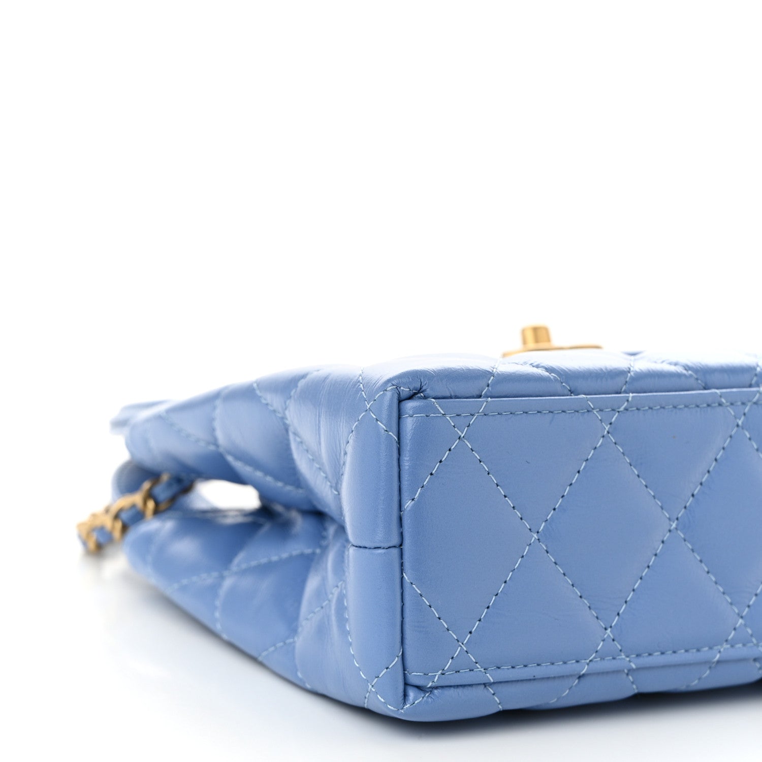Chanel Shiny Aged Calfskin Quilted Nano Kelly Shopper Blue 9 of 11