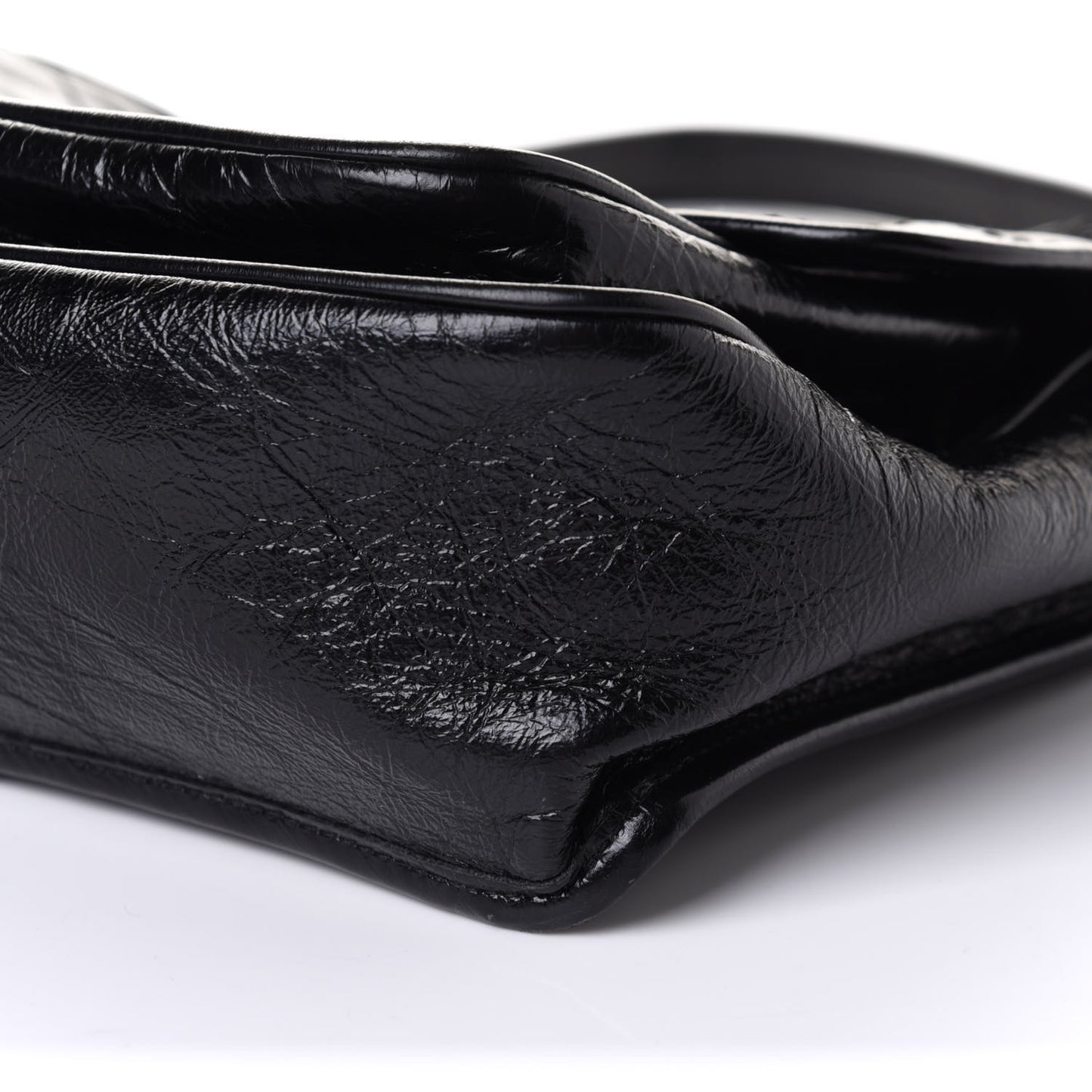 Crinkled Calfskin Matelasse Monogram Medium Niki Chain Satchel Black