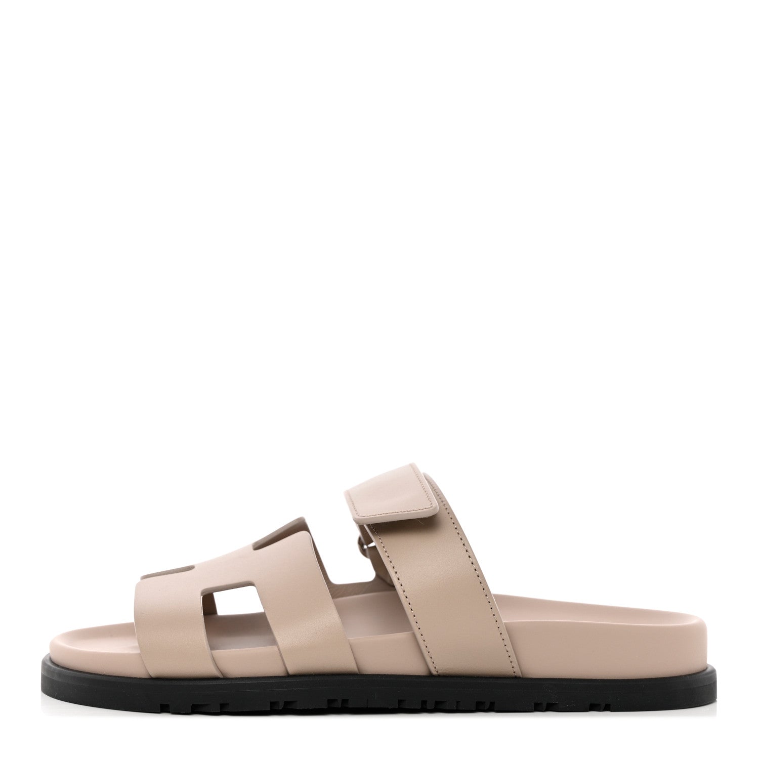 Hermes Calfskin Womens Chypre Sandals 37.5 Beige Mastic 1 of 15