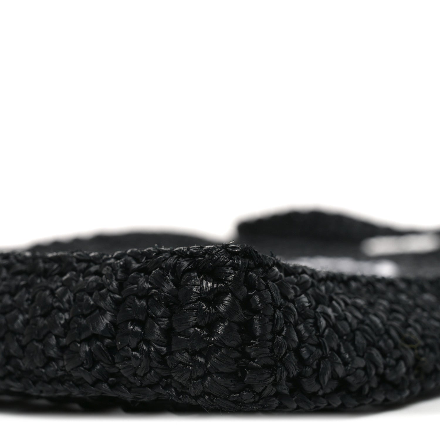 Prada Yarn Raffia Effect Crochet Logo Embroidered Tote Bag Black 9 of 10