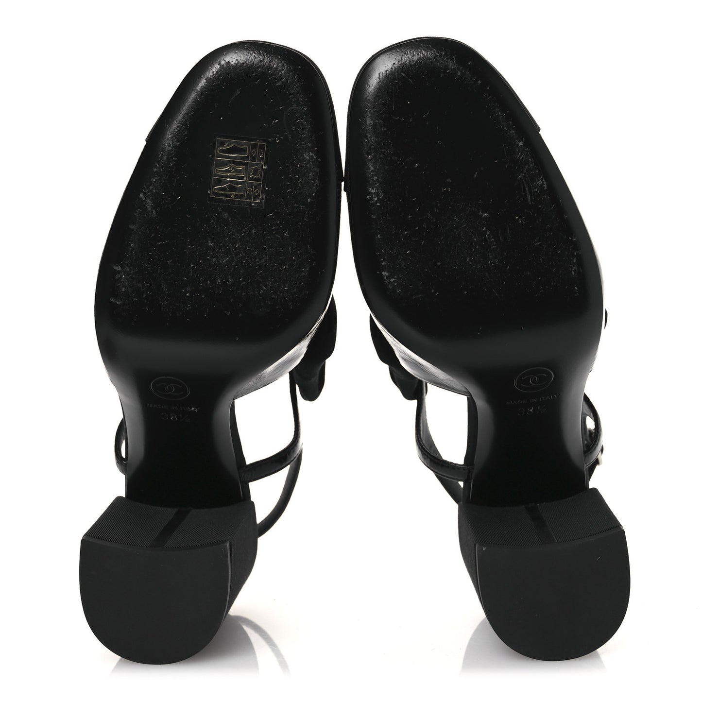 Crumpled Shiny Fabric Grosgrain Cap Toe Camellia Bow Slingback Pumps 38.5 Black