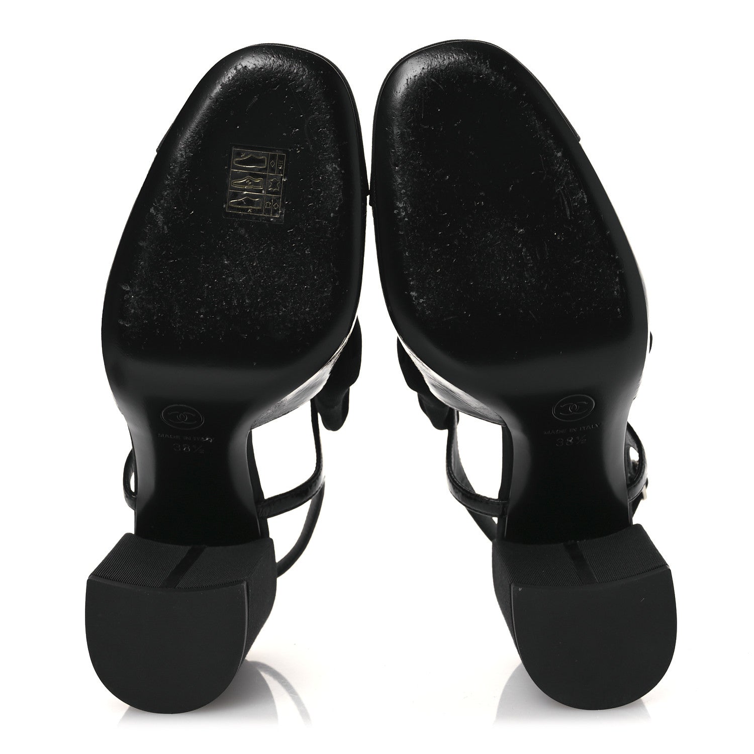 Chanel Crumpled Shiny Fabric Grosgrain Cap Toe Camellia Bow Slingback Pumps 38.5 Black 7 of 11