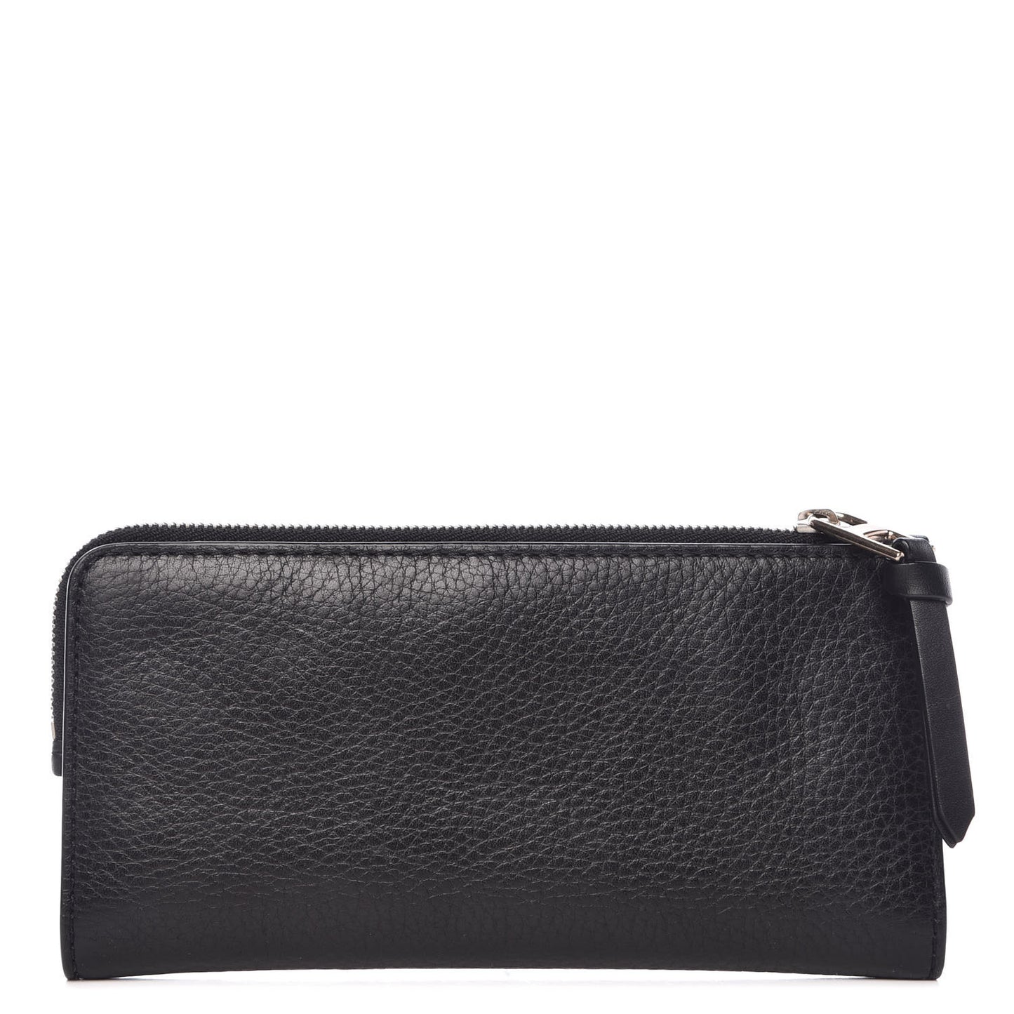 Grained Calfskin Zip Wallet Black