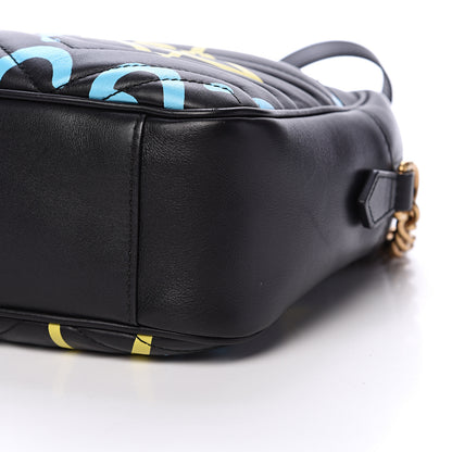 Gucci Calfskin Matelasse GucciGhost Medium GG Marmont Chain Shoulder Bag Black New Acquamarine 10 of 10