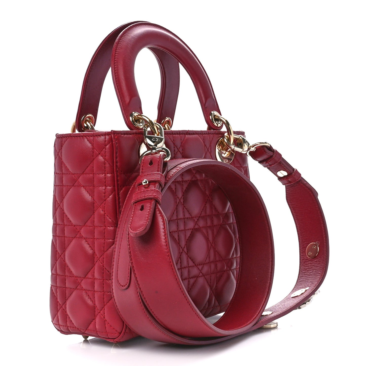 Lambskin Cannage Small Lucky Badges My Lady Dior Red