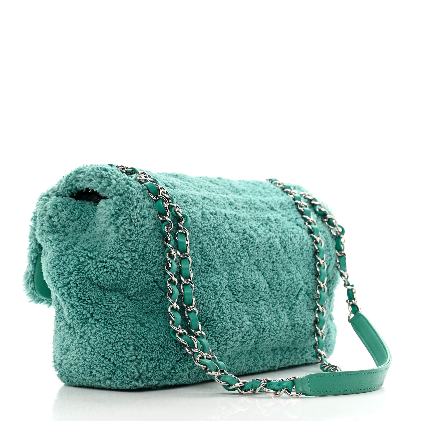 Lambskin Calfskin Mixed Fibers Quilted Medium Flap Green