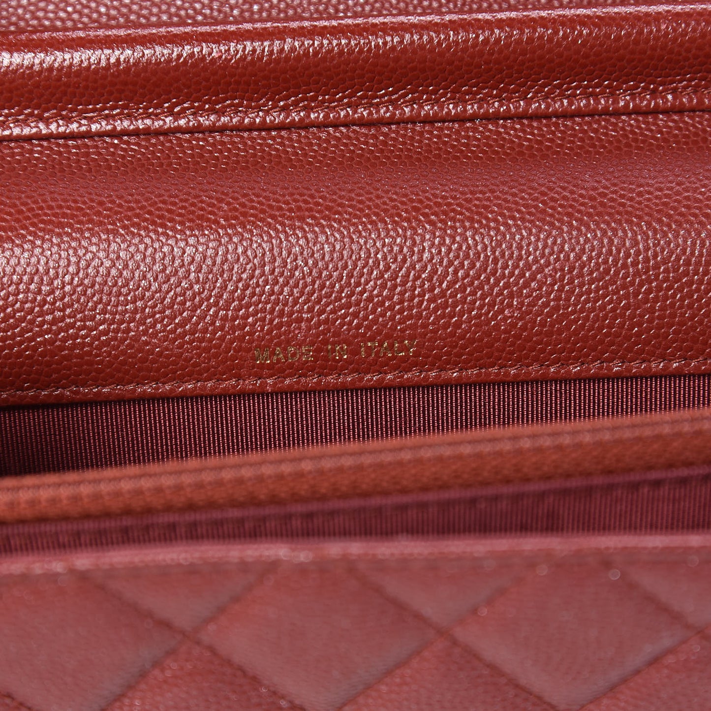 Iridescent Caviar Quilted Square Wallet On Chain WOC Burgundy