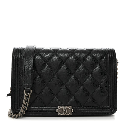 Chanel Caviar Quilted Boy Wallet On Chain WOC Black 1 of 10