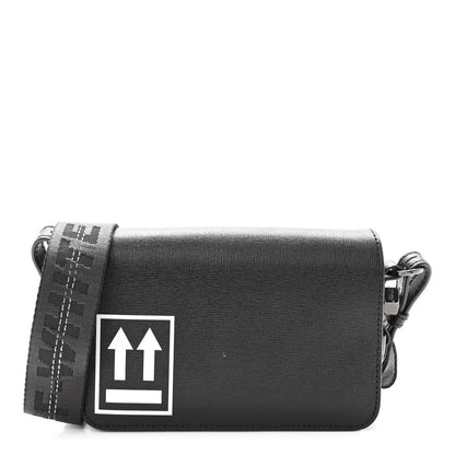 Off-White Saffiano Binder Crossbody Bag Black White 1 of 12