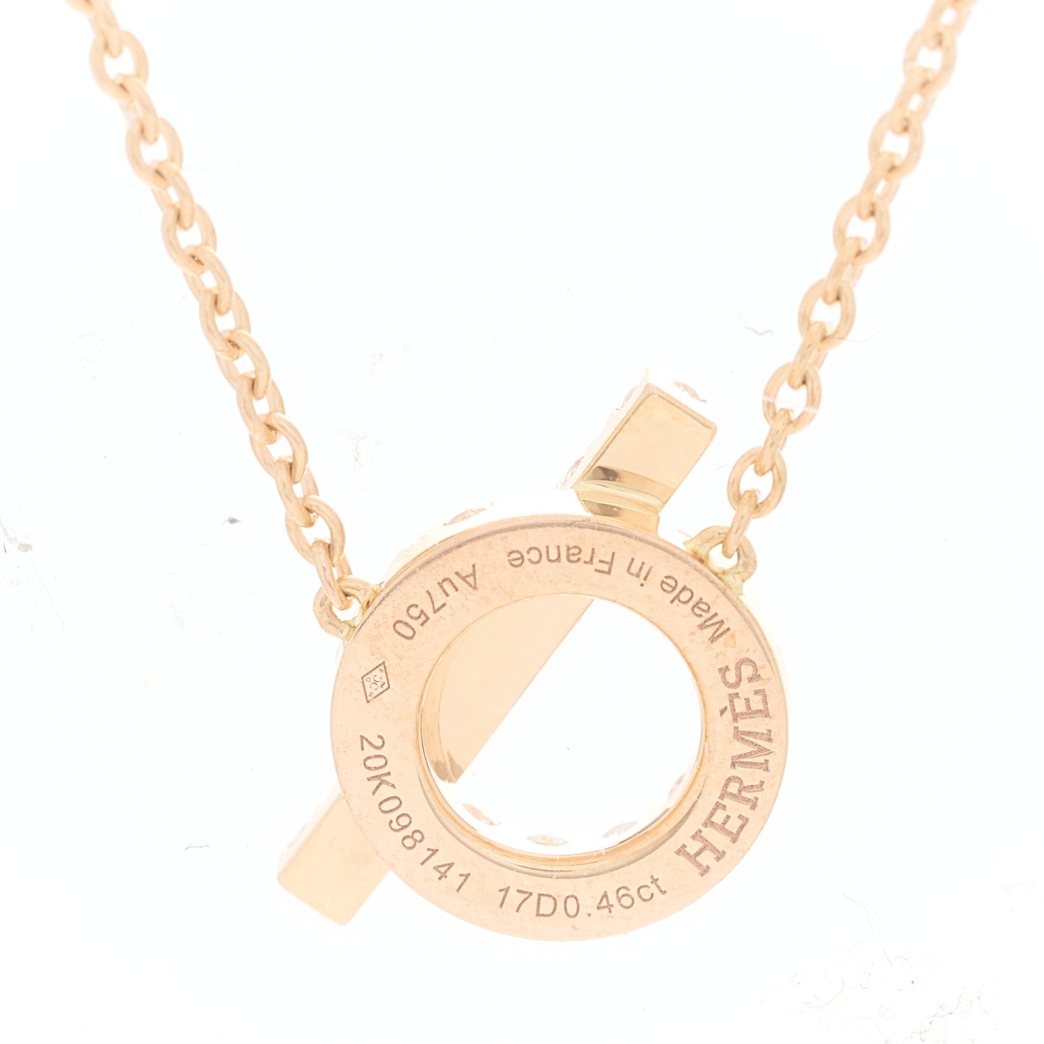 Hermes 18K Rose Gold Diamond Finesse Pendant Necklace 3 of 4