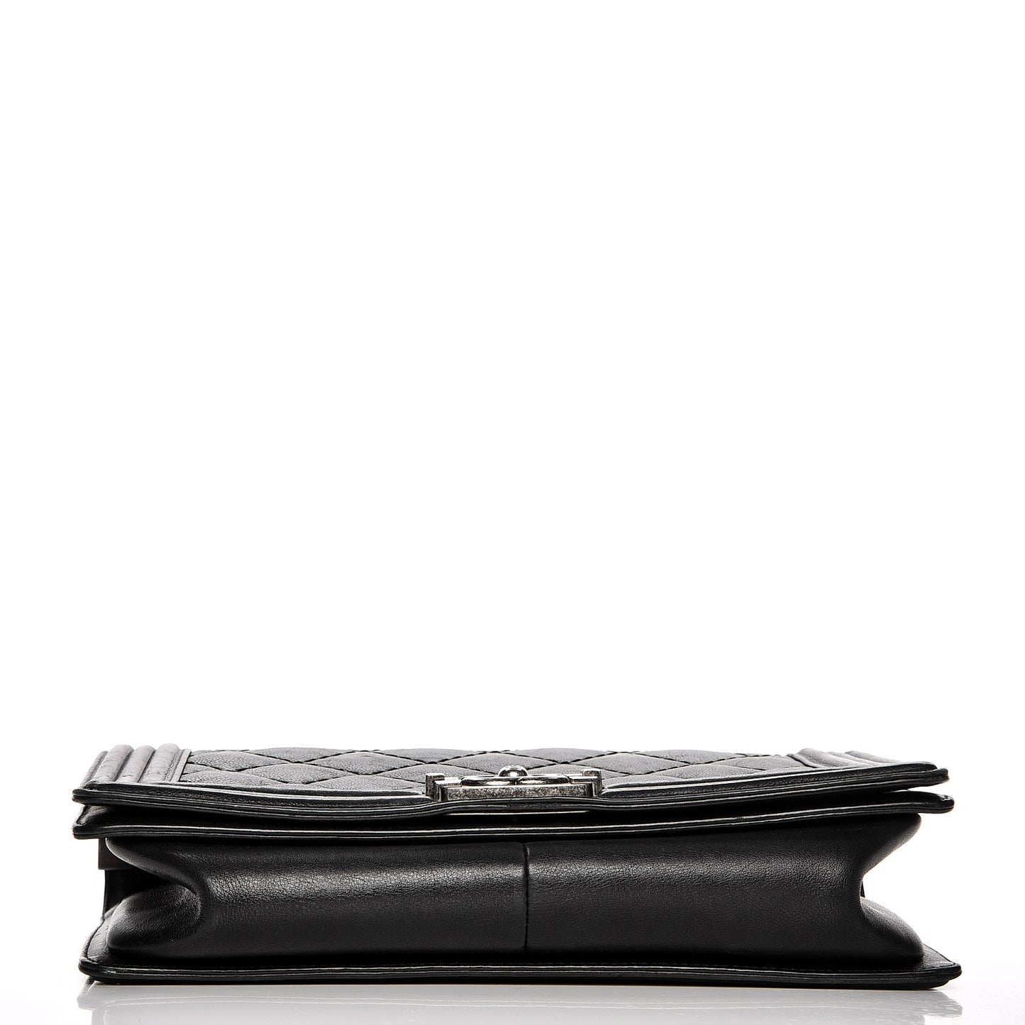 Calfskin Quilted Double Stitch New Medium Boy Flap Black