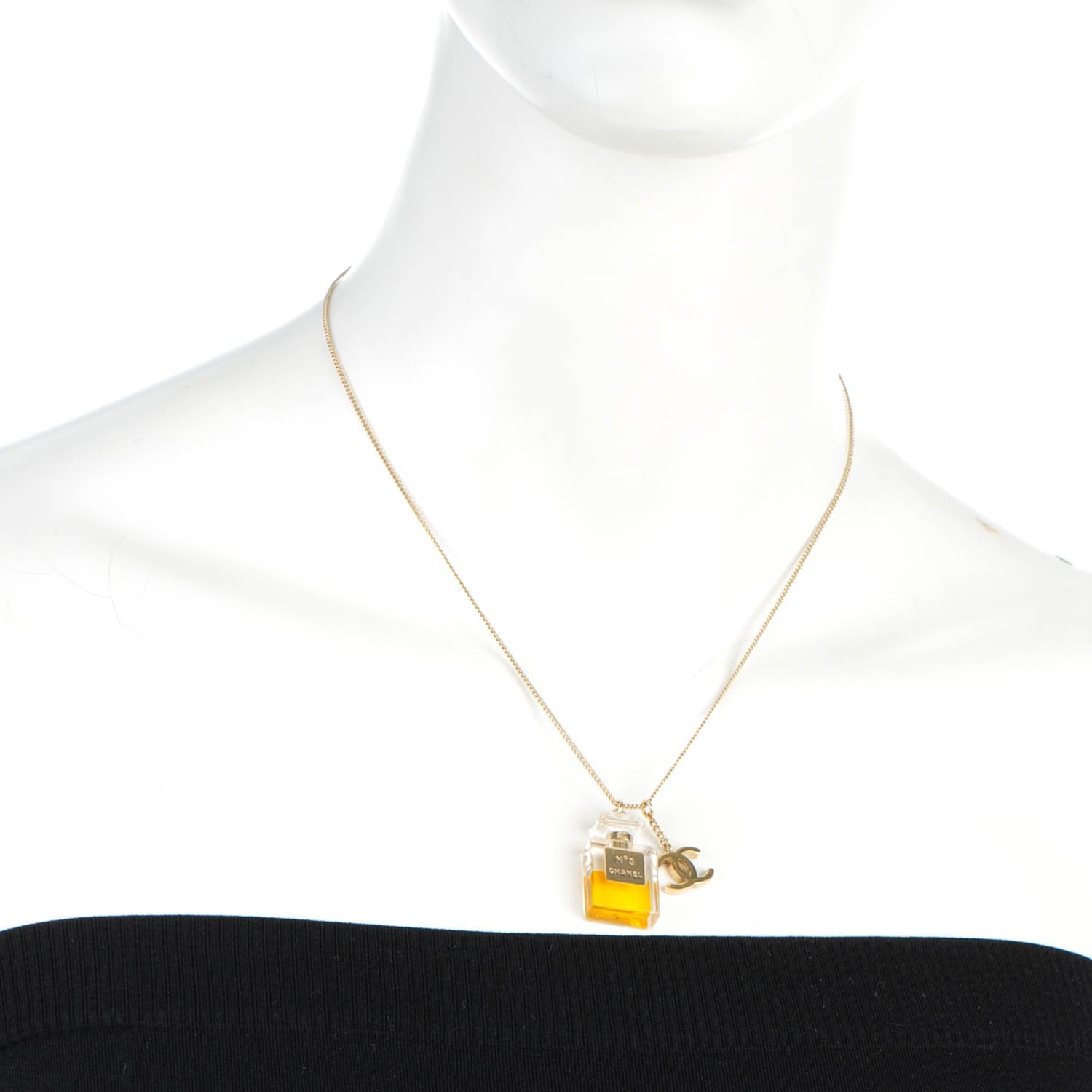 Chanel N°5 Perfume CC Necklace Gold 2 of 4