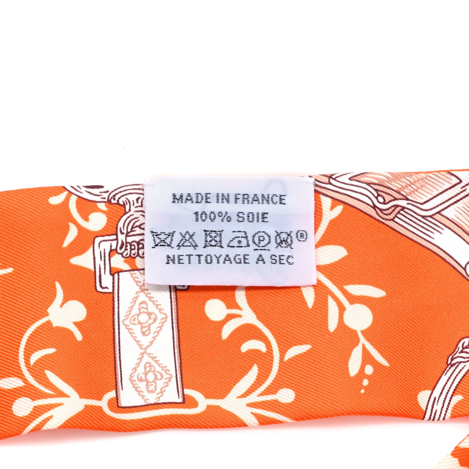 Hermes Silk Etriers Remix Twilly Orange Creme Beige 4 of 4