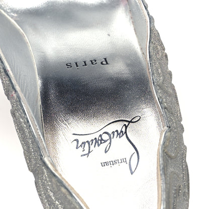 Christian Louboutin Glitter Calfskin Hot Chick 100 Pumps 38.5 Silver 7 of 8