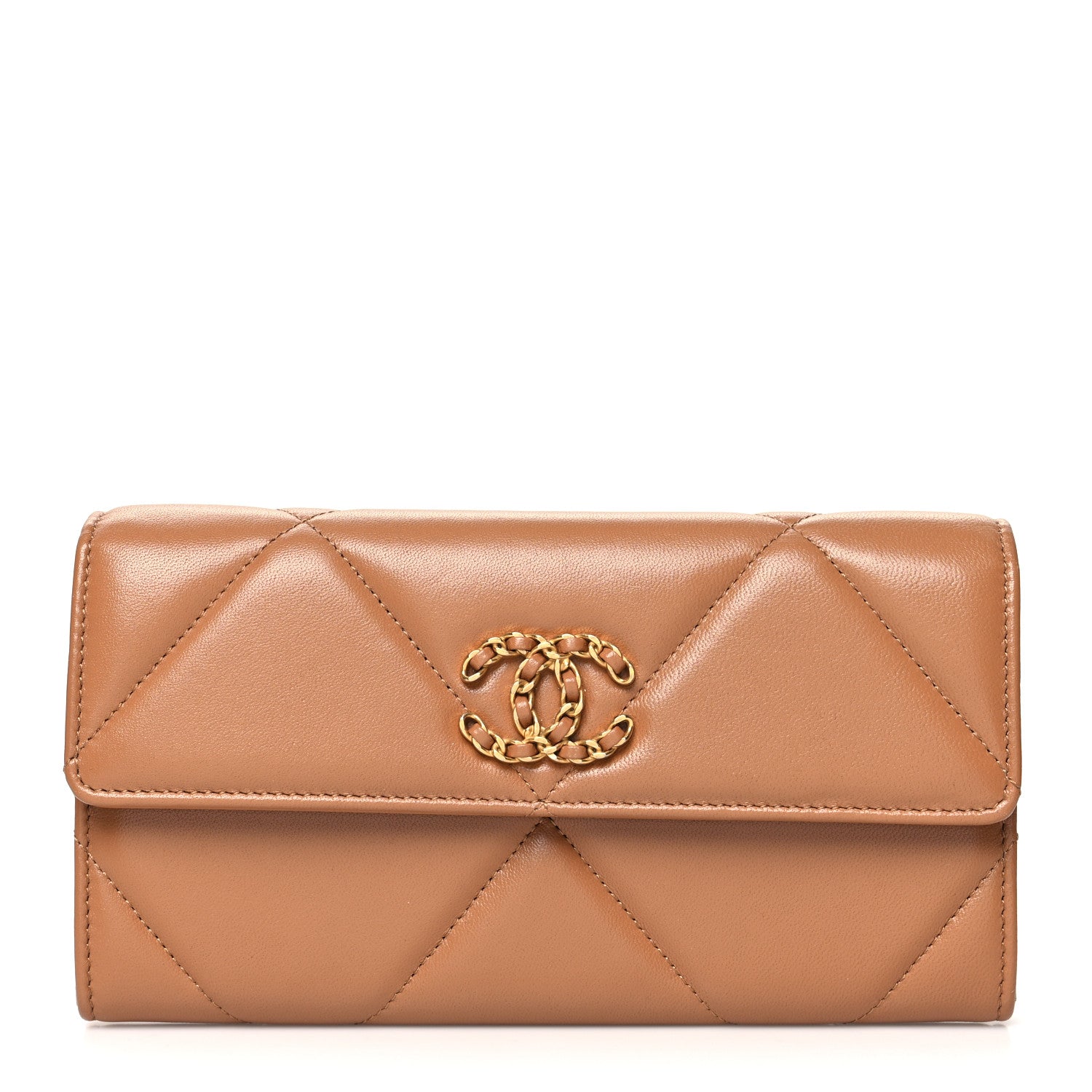 Chanel Lambskin Quilted Chanel 19 Flap Wallet Brown 1 of 12