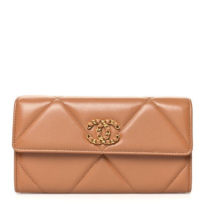 Chanel Lambskin Quilted Chanel 19 Flap Wallet Brown 1 of 12